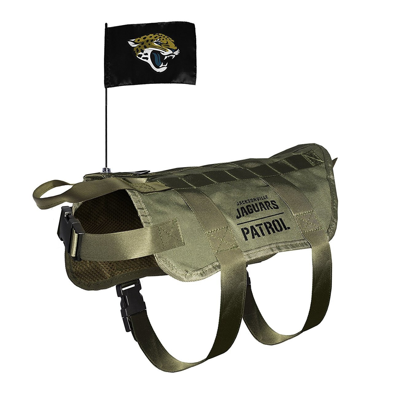 Jacksonville Jaguars Dog Pet Premium Tactical Vest Harness w/ Flag