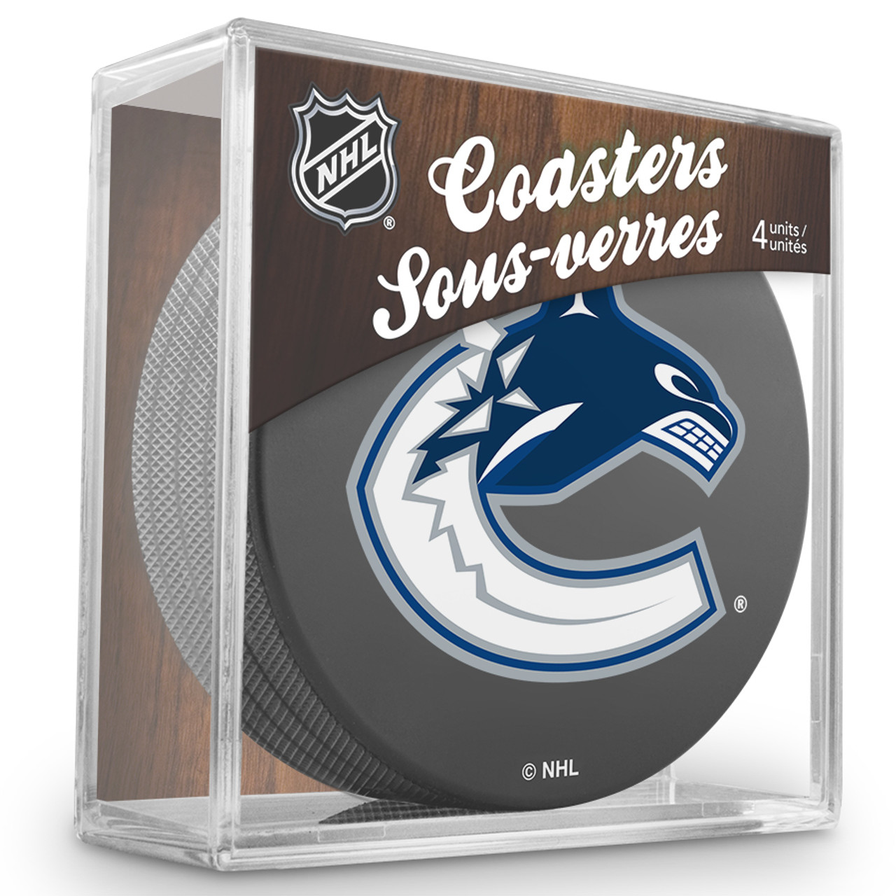 Vancouver Canucks Real Hockey Puck Coasters Set Vancouver Canucks Real Hockey Puck Coasters Set