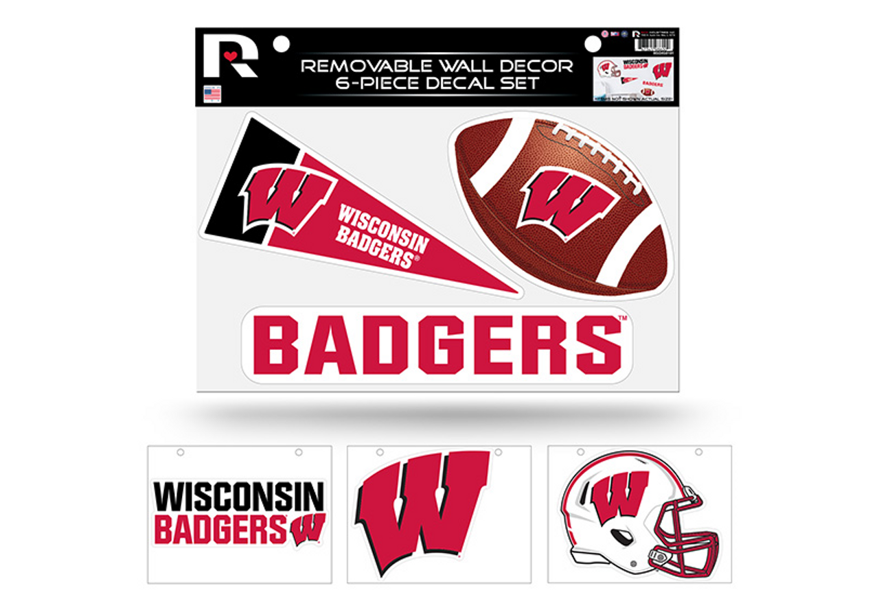 Wisconsin Badgers Removable Wall Decor 6pc Set Premium Decals