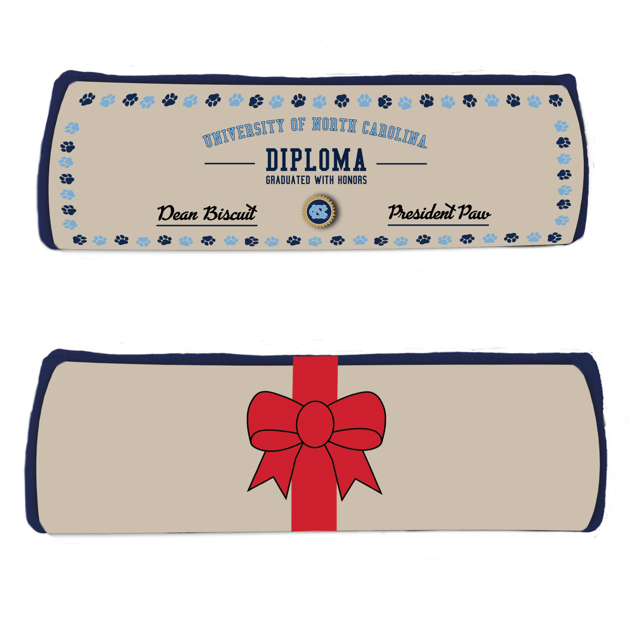 North Carolina Tar Heels Diploma Dog Toy Premium Fabric w/ Squeakers