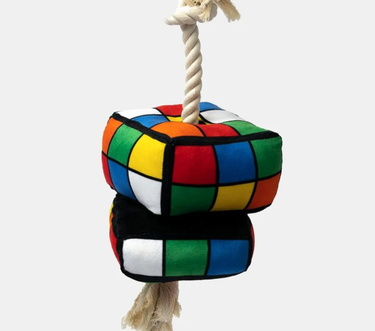 Robix Cube Dog Toy Premium Interactive Plush w/ Tug Rope & Squeaker