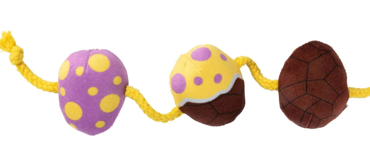Easter Egg Cat Toy Plush Trio On String w/ Catnip & Crinkle Non-Toxic