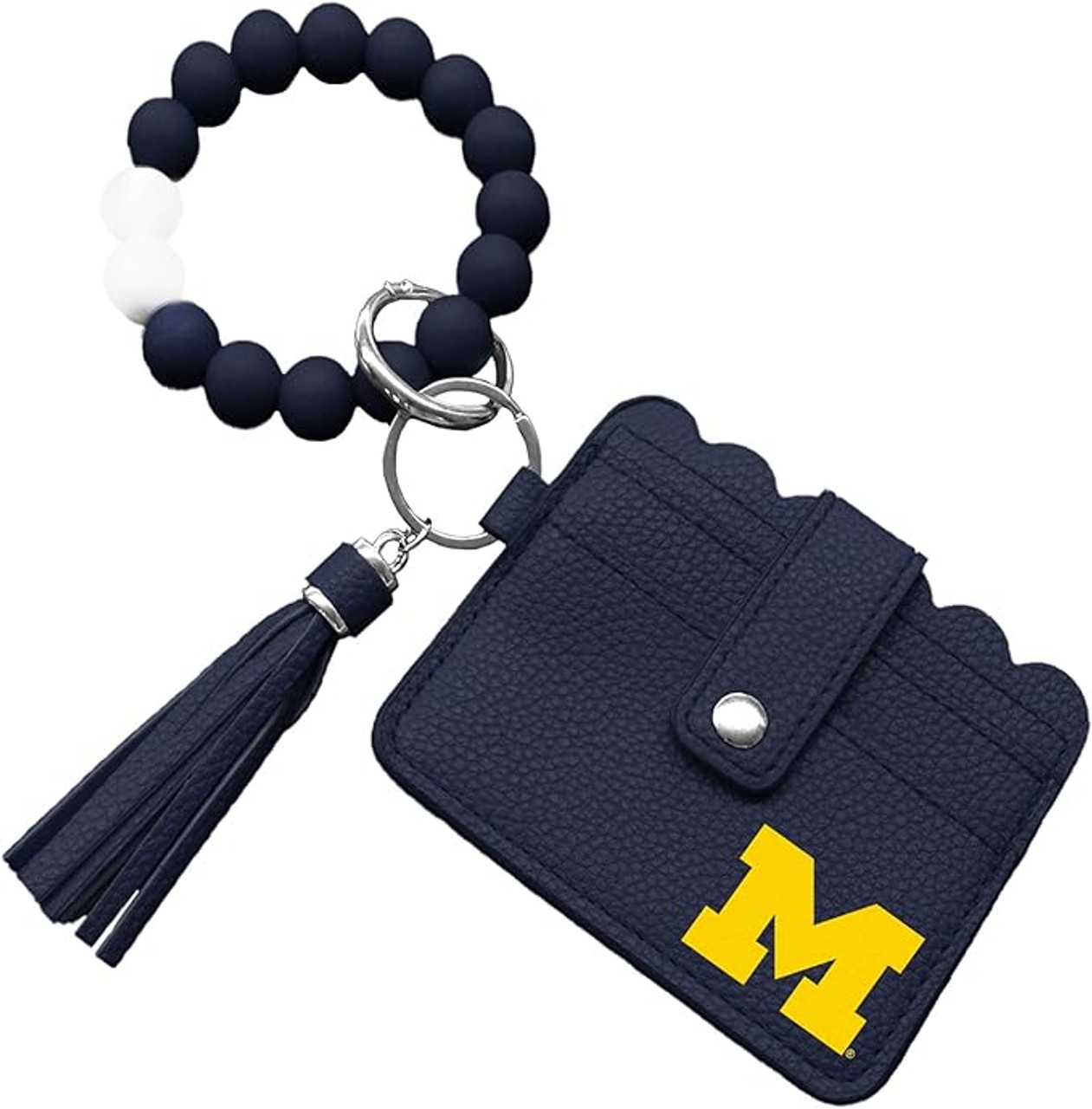 Michigan Wolverines Bead Bracelet Wallet with ID/Card Slots & Tassel Michigan Wolverines Bead Bracelet Wallet with ID/Card Slots & Tassel
