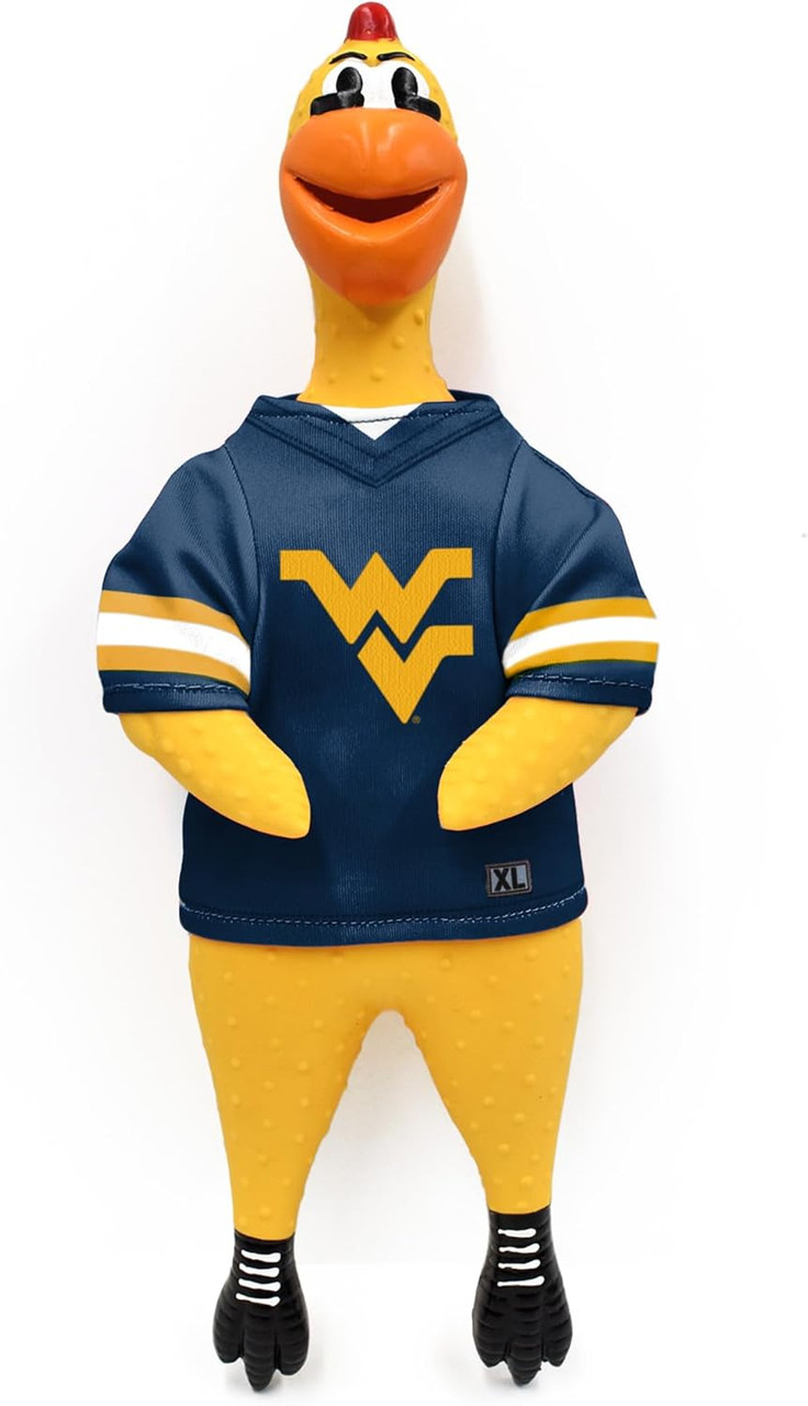 West Virginia Mountaineers Rubber Chicken Dog Toy w/ Clucker Licensed