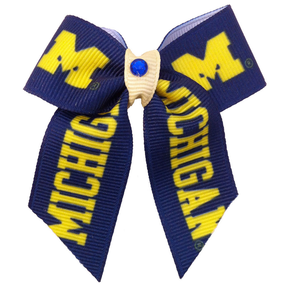 Michigan Wolverines Dog Cat Hair Bow w/ Rhinestone Accent Small USA Made
