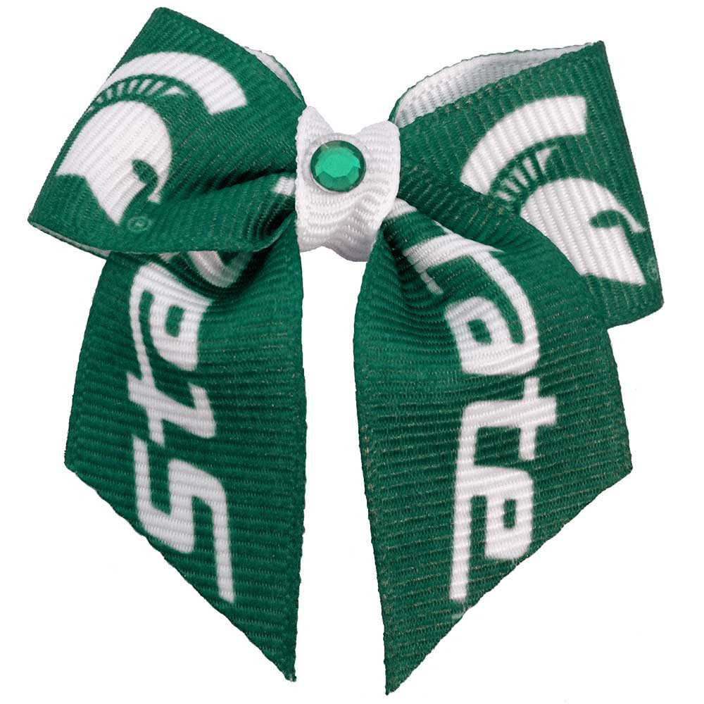 Michigan State Spartans Dog Cat Hair Bow w/ Rhinestone Accent Small USA Made