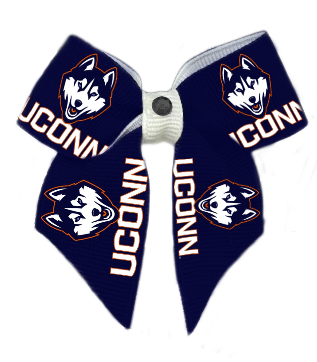 UCONN Huskies Dog Cat Hair Bow w/ Rhinestone Accent Small USA Made