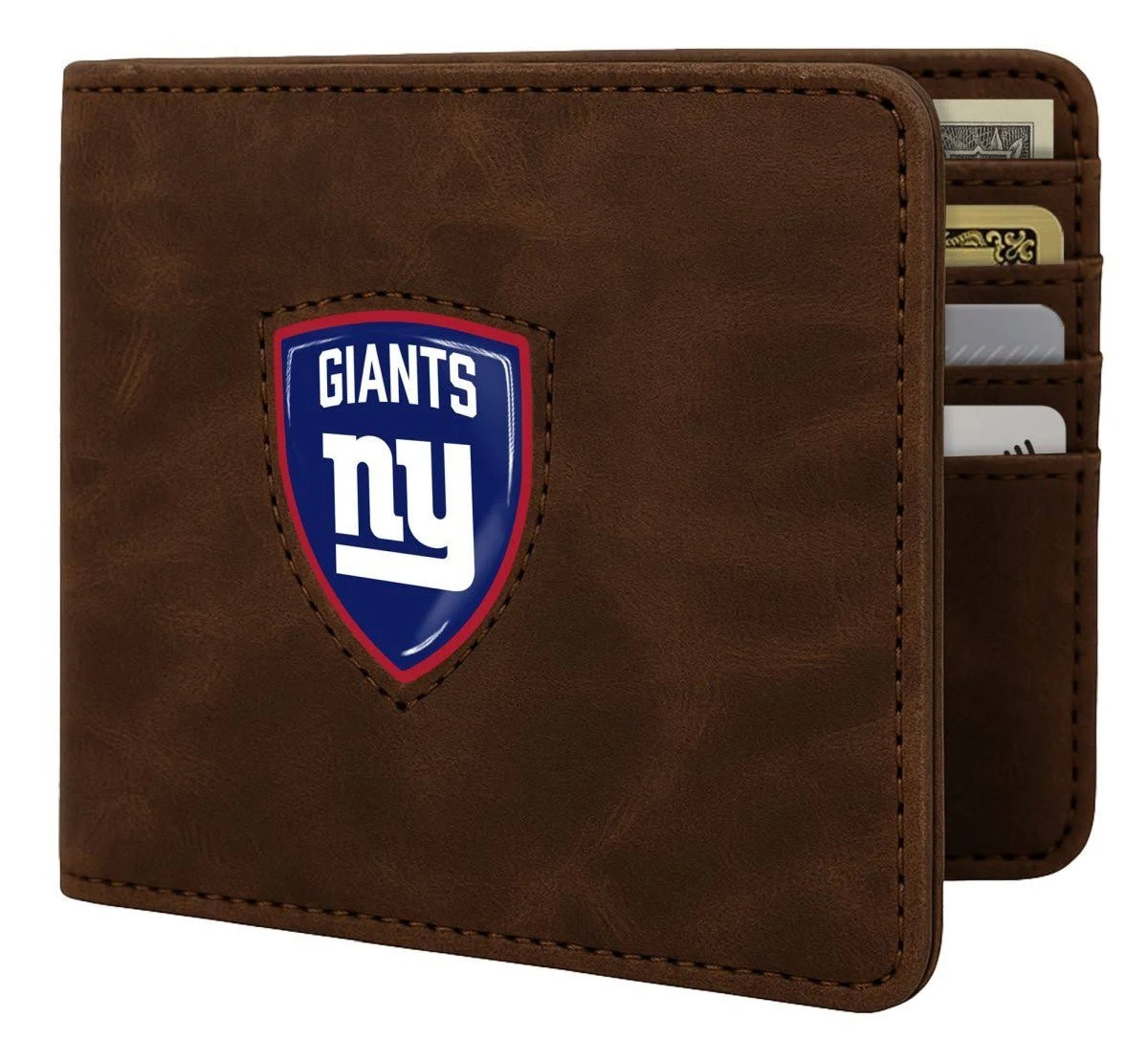 New York Giants Brown Bifold Wallet Shield Logo w/ RFID Blocking