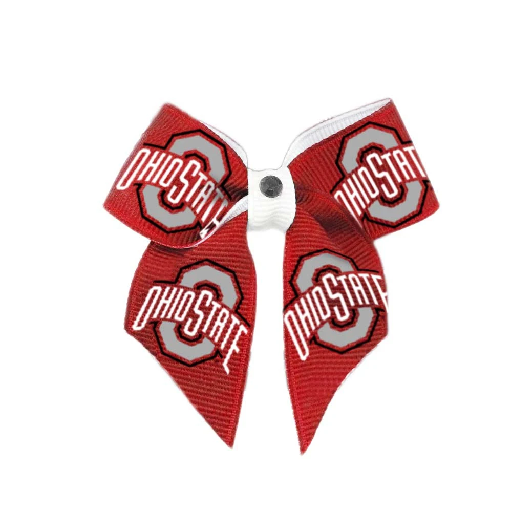 Ohio State Buckeyes Dog Cat Hair Bow w/ Rhinestone Accent Small USA Made