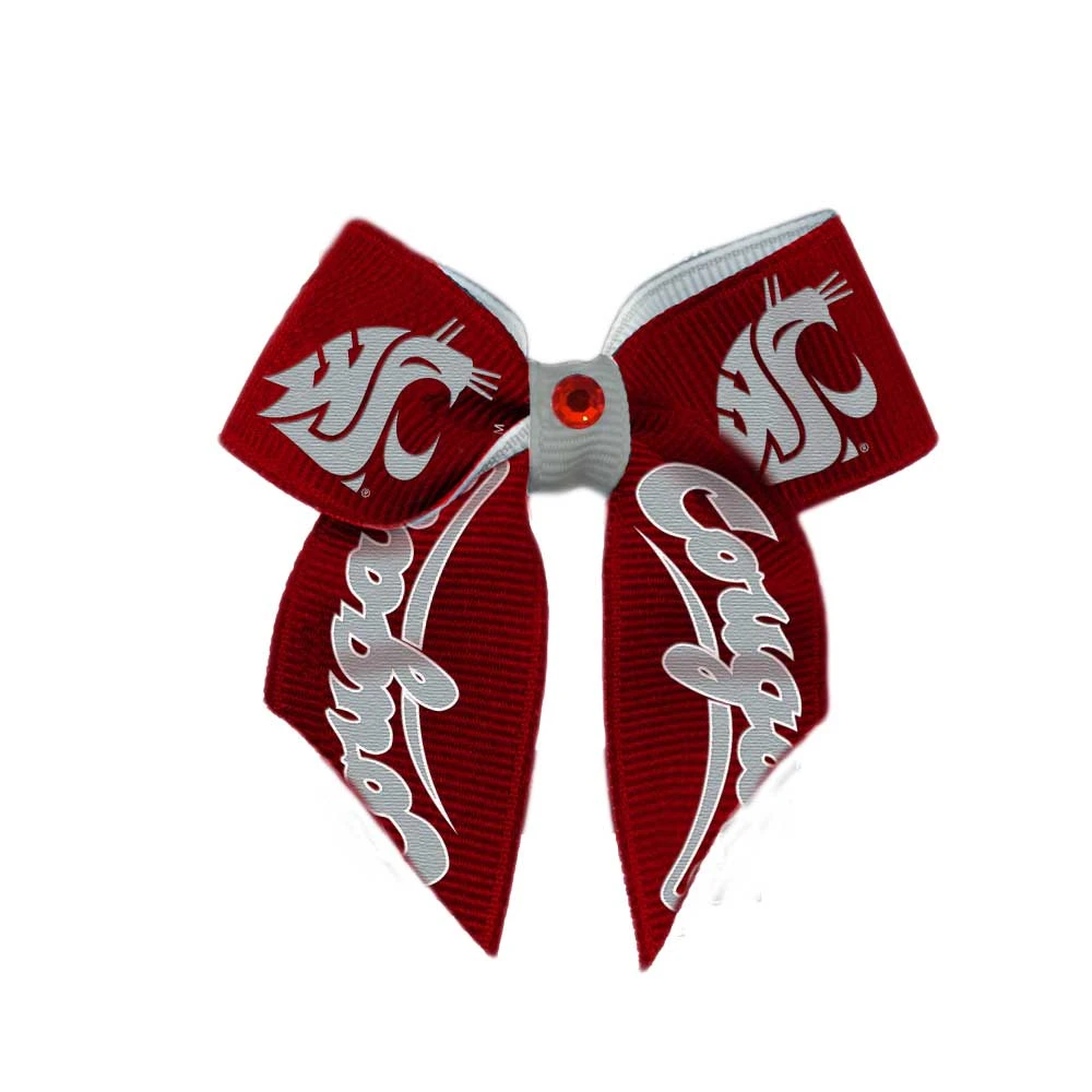 Washington State Cougars Dog Cat Hair Bow w/ Rhinestone Accent Small USA