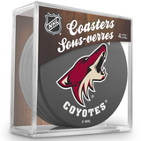 Arizona Coyotes Real Hockey Puck Coasters Set