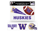 Washington Huskies Removable Wall Decor 6pc Set Premium Decals