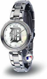 Detroit Tigers Women's Charm Watch Mother Of Pearl