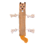 Beaver Stick Premium Dog Toy 15" w/ Pull Through Rope & Squeaker