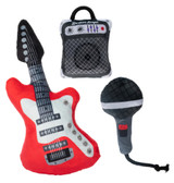 Music Guitar Dog Toy Set Plush Ready To Rock 3pc w/ Crinkle & Squeaker