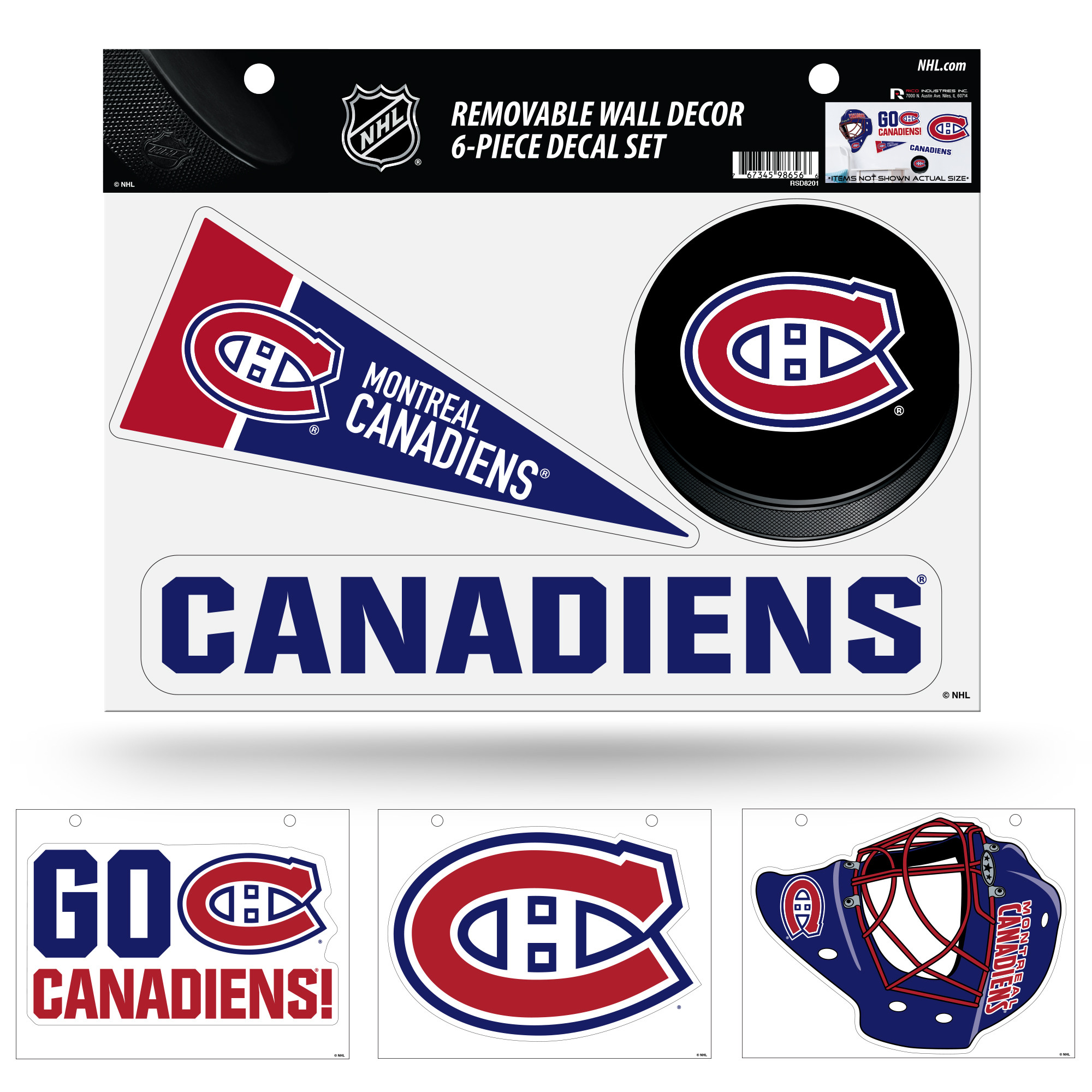 Montreal Canadiens Removable Wall Decor 6pc Set Premium Decals