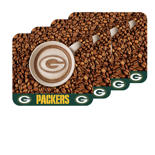 Green Bay Packers Latteam Coffee Art 4pk Coaster Set Packaged Green Bay Packers Latteam Coffee Art 4pk Coaster Set Packaged