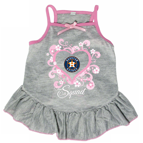 Houston Astros Dog Pet Pink Too Cute Squad Jersey Tee Dress