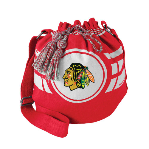 Chicago Blackhawks Ripple Drawstring Bucket Bag Purse Chicago Blackhawks Ripple Drawstring Bucket Bag Purse