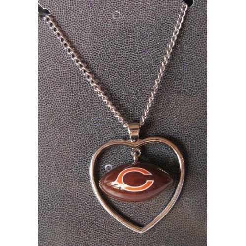 Chicago Bears Necklace w/ Football In Heart Charm Chicago Bears Necklace w/ Football In Heart Charm