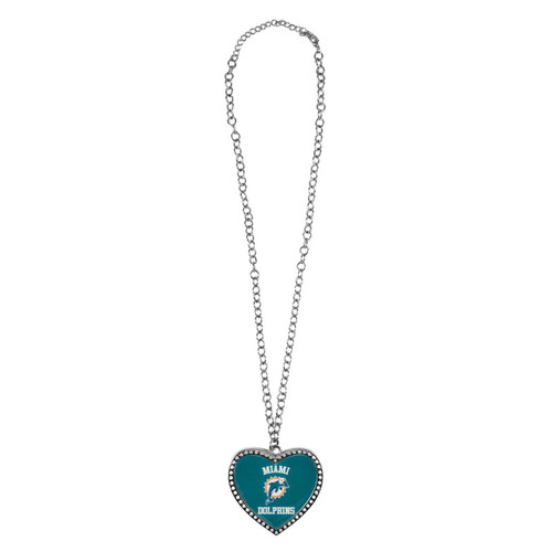 Miami Dolphins Crystal Heart Necklace Large Miami Dolphins Crystal Heart Necklace Large