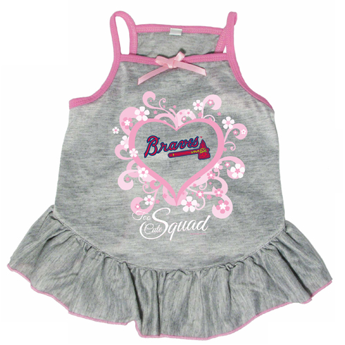 Atlanta Braves Dog Pet Pink Too Cute Squad Jersey Tee Dress