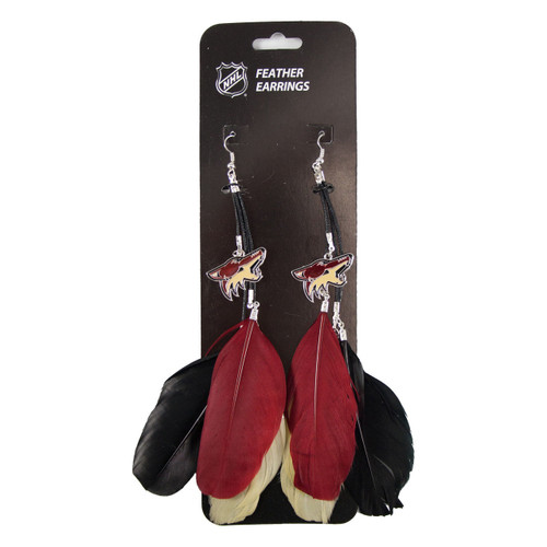 Phoenix Coyotes Feather Earrings w/ Charms Phoenix Coyotes Feather Earrings w/ Charms