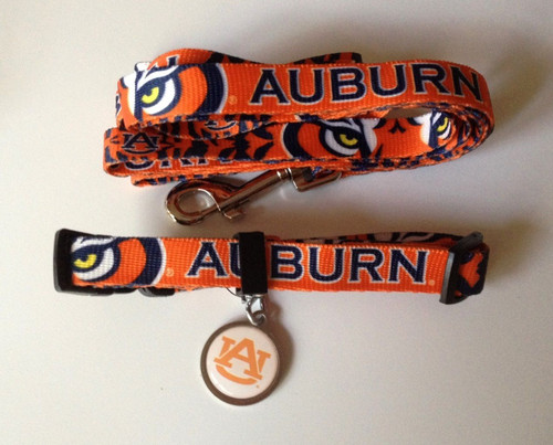 Auburn Tigers Dog 3pc Pet Set Leash Collar ID Tag Auburn Tigers Dog 3pc Pet Set Leash Collar ID Tag