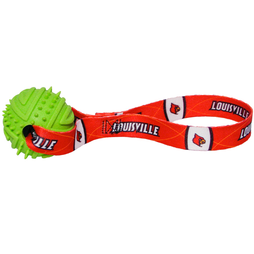 Louisville Cardinals Dog Rubber Ball Tug Toss Toy