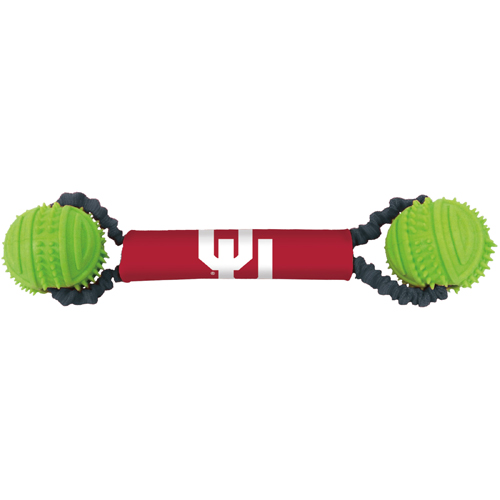 Oklahoma Sooners Dog Dual Rubber Ball Bungee Tug Toss Toy Oklahoma Sooners Dog Dual Rubber Ball Bungee Tug Toss Toy