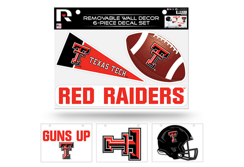 Texas Tech Red Raiders Removable Wall Decor 6pc Set Premium Decals