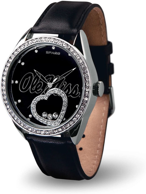 Mississippi Ole Miss Rebels Women's Beat Watch Floating Heart Crystals Mississippi Ole Miss Rebels Women's Beat Watch Floating Heart Crystals