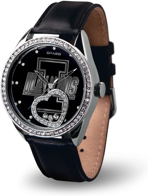 Illinois Fighting Illini Women's Beat Watch Floating Heart Crystals