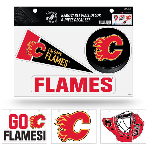 Calgary Flames Removable Wall Decor 6pc Set Premium Decals