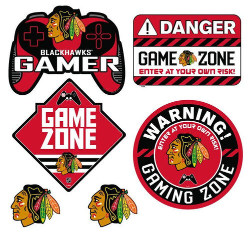 Chicago Blackhawks Gamer Repositional Wall Decals 6pc Set Textured 12x14