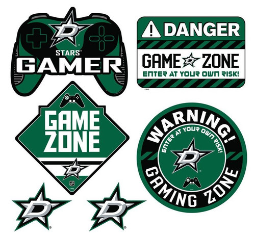 Dallas Stars Gamer Repositional Wall Decals 6pc Set Textured 12x14