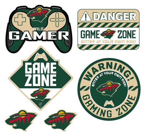 Minnesota Wild Gamer Repositional Wall Decals 6pc Set Textured 12x14