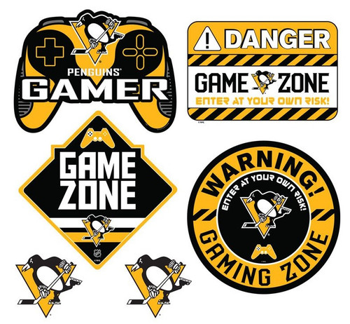 Pittsburgh Penguins Gamer Repositional Wall Decals 6pc Set Textured 12x14