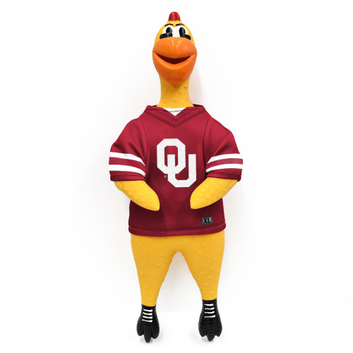 Oklahoma Sooners Rubber Chicken Dog Toy w/ Clucker Licensed Oklahoma Sooners Rubber Chicken Dog Toy w/ Clucker Licensed