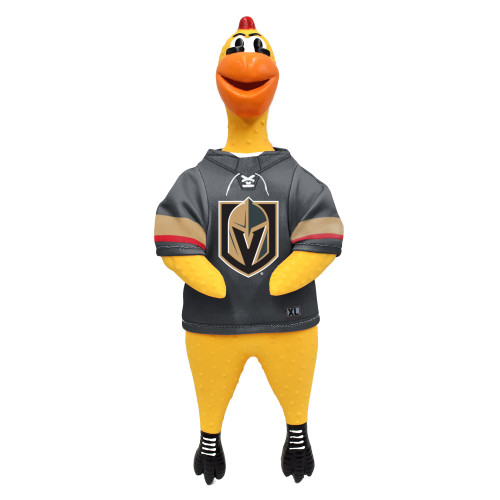 Vegas Golden Knights Rubber Chicken Dog Toy w/ Clucker Licensed Vegas Golden Knights Rubber Chicken Dog Toy w/ Clucker Licensed