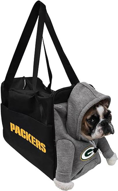 Green Bay Packers Furry Fan Dog Cat Carrier Travel Bag w/ Hoodie Accent