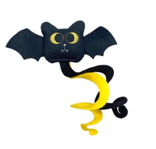 Bat Cat Whirly Tail Toy Designer Halloween Plush w/ Organic Catnip USA