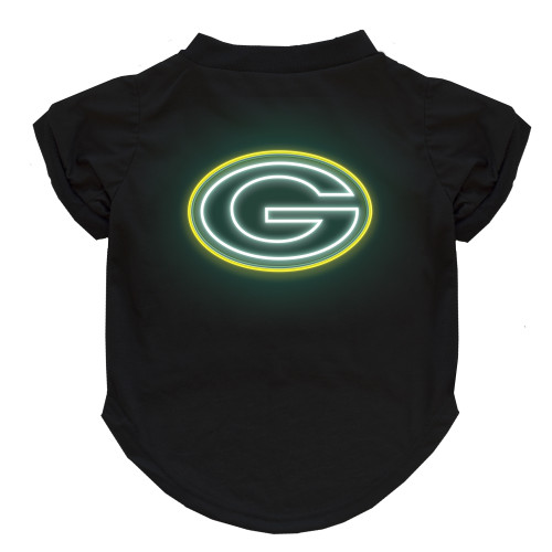 Green Bay Packers Dog Cat Neon T-Shirt Premium Black Tee Green Bay Packers Dog Cat Neon T-Shirt Premium Black Tee