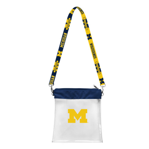 Michigan Wolverines Clear Bag Premium Pattern Shoulder Strap Purse Michigan Wolverines Clear Bag Premium Pattern Shoulder Strap Purse