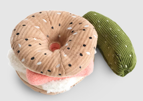 Bagel & Pickle Snuffle Dog Toy Set Premium Hide Treat Plush w/ Squeakers Bagel & Pickle Snuffle Dog Toy Set Premium Hide Treat Plush w/ Squeakers