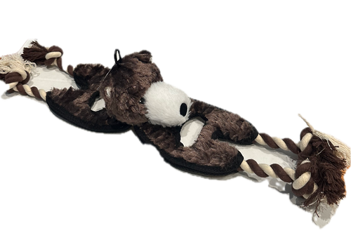 Flat Tugger Bear Dog Toy Premium Tough Plush w/ Ropes Crinkle Squeaker Flat Tugger Bear Dog Toy Premium Tough Plush w/ Ropes Crinkle Squeaker