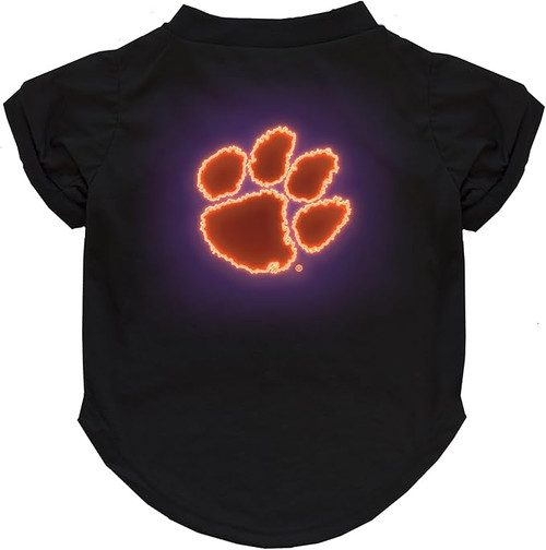 Clemson Tigers Dog Cat Neon T-Shirt Premium Black Tee