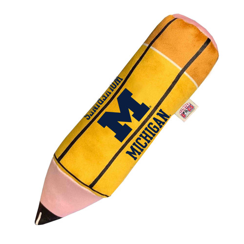 Michigan Wolverines Pencil Dog Toy Premium Plush w/ Squeakers USA Made Michigan Wolverines Pencil Dog Toy Premium Plush w/ Squeakers USA Made
