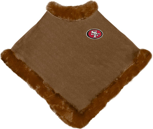 San Francisco 49ers Fur Trim Poncho Soft Cozy w/ Chenille Logo San Francisco 49ers Fur Trim Poncho Soft Cozy w/ Chenille Logo