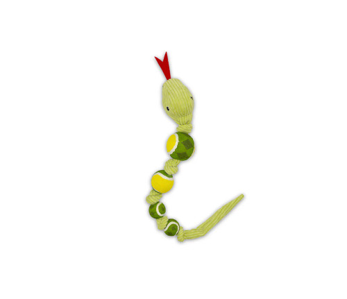 Lots O'Knots Snake Dog Toy Jumbo Plush w/ Knotted Rope & Mini Tennis Balls  